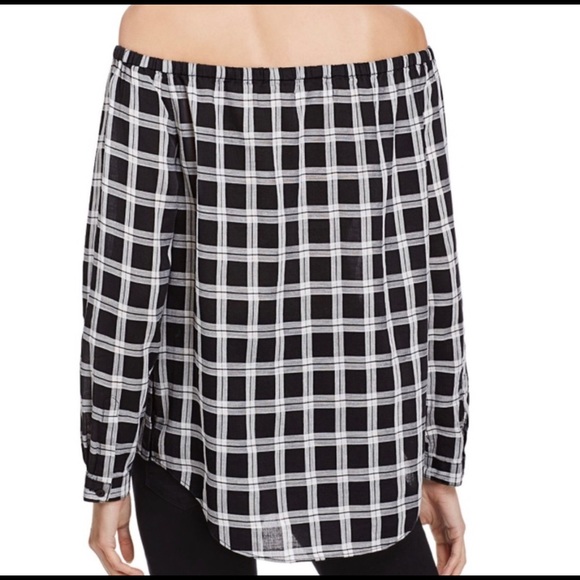 Rag and Bone Plaid Off The Shoulder Shirt Plaid S - Picture 2 of 9